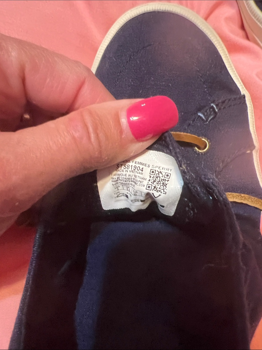 Sperry Navy Canvas Sneakers with Brown Laces - Picture 4 of 4